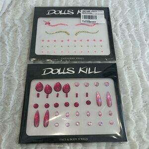 Dolls KillCandy factory dark pink body gems dainty me face gems pink gold